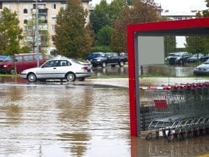 Flooded parking lot