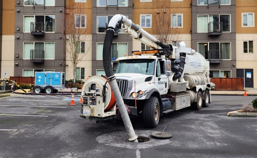 vactor truck cleaning a sewer