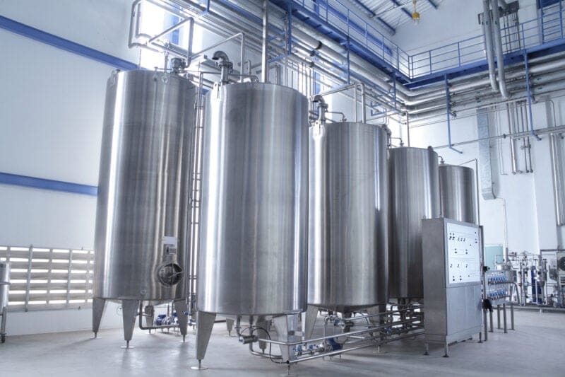 Modern machinery in a pharmaceutical production plant
