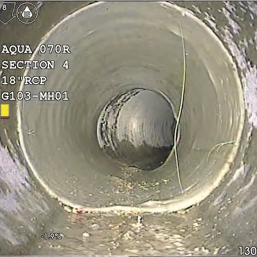 image from a cctv sewer pipe inspection