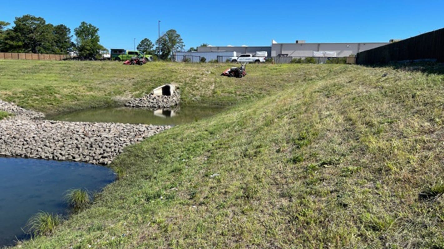 retention pond with rip rap