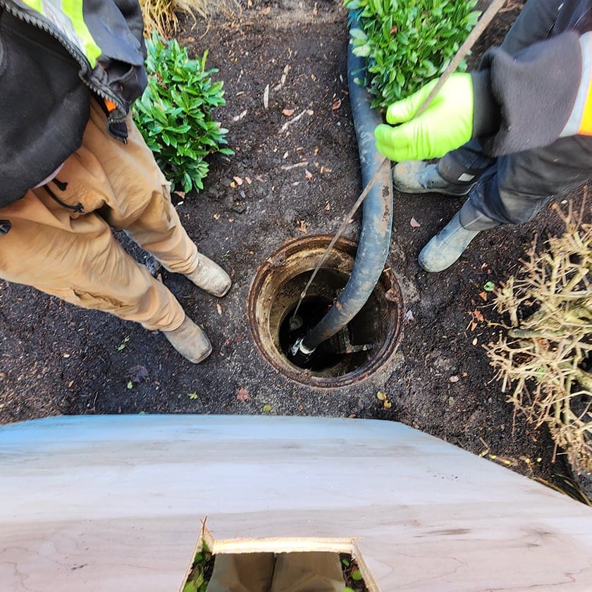 stormwater vactor pipe down a drain