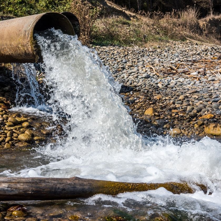 water flowing out of a pipe