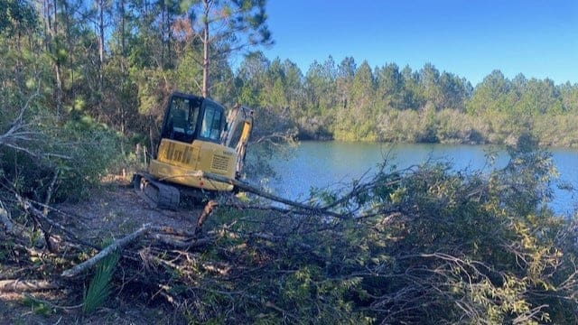 before picture of a retention pond