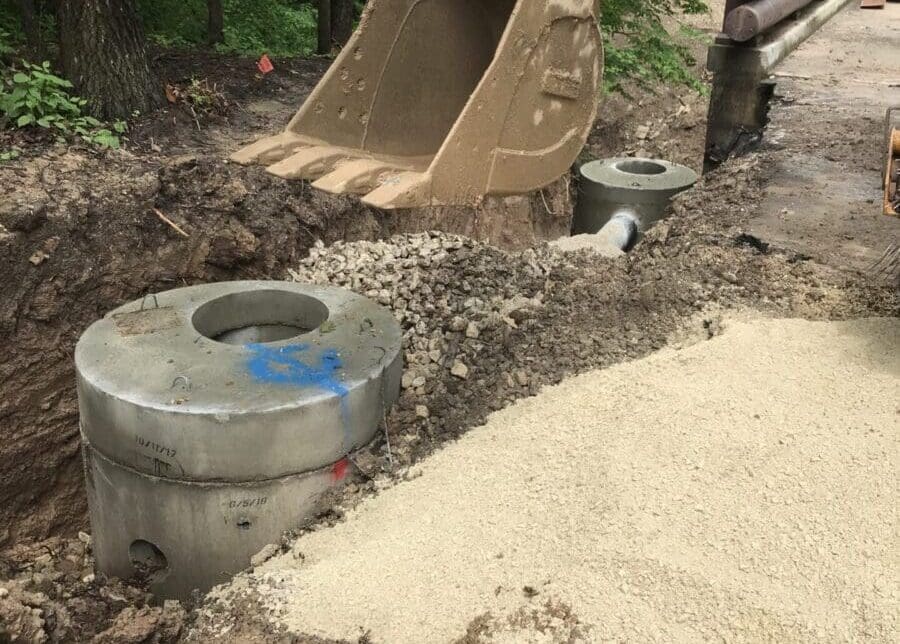 during construction of a new bridge in fox point, wisconsin