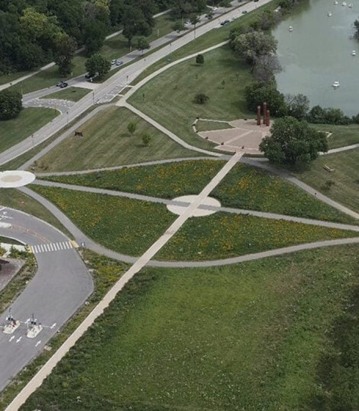 aerial view of a park